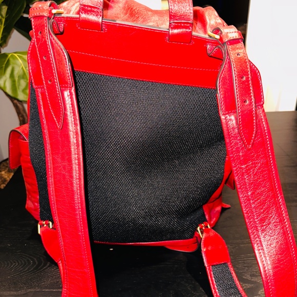 GUCCI 526908 GG Marmont Liber Taiga Cat Head Backpack Leather Red main image 7